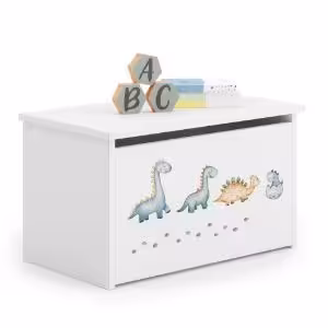Obrazek Skrzynia na zabawki Daria biała z nadrukiem Dinozaury