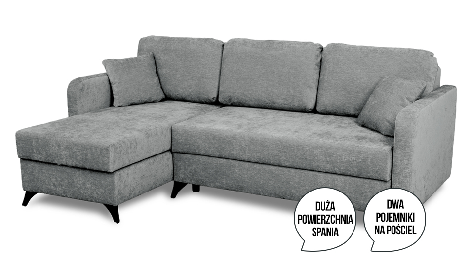 Narożnik z dwoma pojemnikami Sereno popielaty