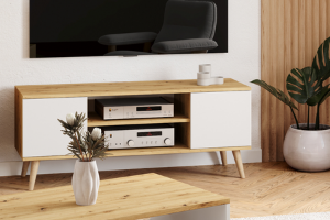 Obrazek Szafka RTV Focus 135 cm Dąb artisan biały