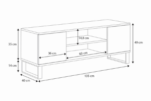 Obrazek Szafka RTV Focus 135 cm - loft Dąb artisan czarny