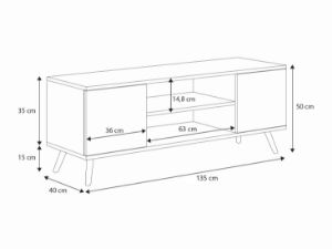 Obrazek Szafka RTV 135 cm skandynawska dąb craft złoty-biel