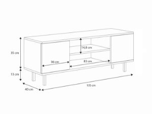 Obrazek Szafka RTV 135 cm Kaszmir, nogi złote