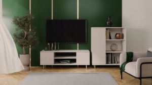 Obrazek Szafka RTV 135 cm Kaszmir, nogi złote