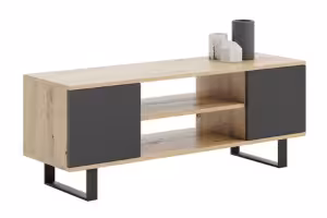 Obrazek Szafka RTV Focus 155 cm - nogi metalowe Dąb artisan czarny