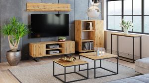 Obrazek Szafka RTV 155 cm loft dąb craft złoty