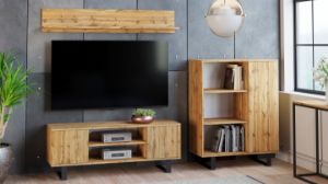Obrazek Szafka RTV 155 cm loft dąb craft złoty