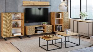 Obrazek Szafka RTV 155 cm loft dąb craft złoty - jodełka