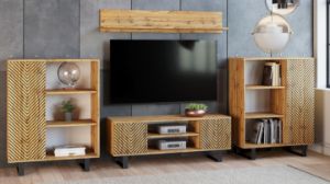 Obrazek Szafka RTV 155 cm loft dąb craft złoty - jodełka