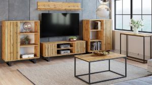 Obrazek Szafka RTV 155 cm loft dąb craft złoty - lamele