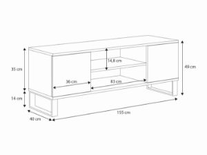 Obrazek Szafka RTV 155 cm loft dąb craft złoty - lamele