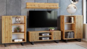 Obrazek Szafka RTV 155 cm loft dąb craft złoty - lamele