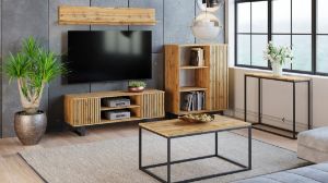 Obrazek Szafka RTV 155 cm loft dąb craft złoty - lamele