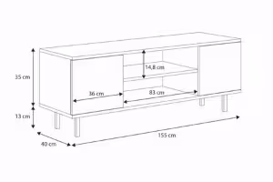 Obrazek Szafka RTV 155 cm Kaszmir, nogi złote