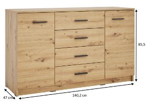 Obrazek Komoda szeroka Alfa 2D4S Typ 2 dąb artisan