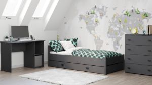 Obrazek Łóżko MARCEL 200x90 szare z szufladą
