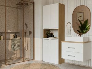 Obrazek Szafka pod umywalkę Sandra 802S biały/dąb artisan