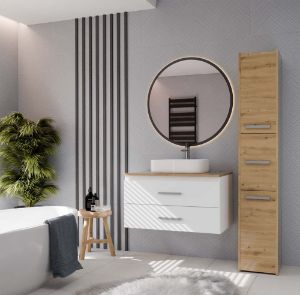 Obrazek Szafka pod umywalkę Sandra 802S biały/dąb artisan