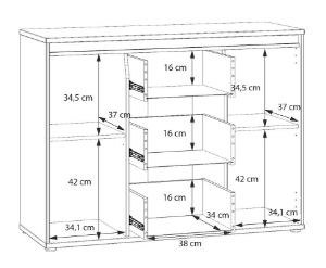 Obrazek Komoda dwudrzwiowa z szufladami Avellin dąb mauvella D108/piaskowy U60