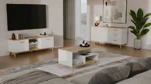 Obrazek Szafka RTV Olimpo 150 bialy/dąb artisan