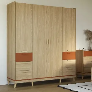 Obrazek Szafa 4d6s Sys Scandi 20  Dąb Olej/Ceglany