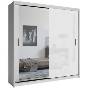 Obrazek Szafa Lux 203 Biała + 1 x Lustro /1 x Biały Połysk