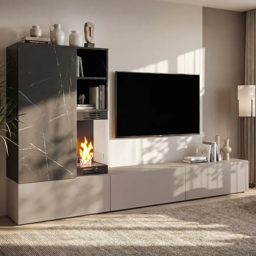 Meblościanka Gina Sgms Gn Clay Grey/Marble Black