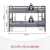Obrazek Łóżko Piętrowe 30500268 Lavius 90x200 Szary