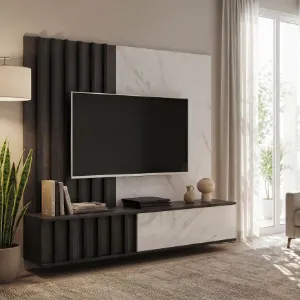 Obrazek Meblościanka Noir Ii Dgmw Nr2 Graphite Oak/Marble Black