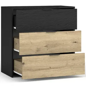 Obrazek Komoda Upsala 3S 27B czarny grafit+dąb artisan