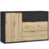 Obrazek Komoda Upsala 1D 3S 46B czarny grafit+dąb artisan