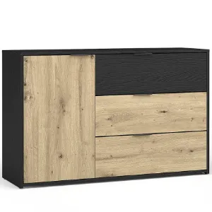 Obrazek Komoda Upsala 1D 3S 46B czarny grafit+dąb artisan