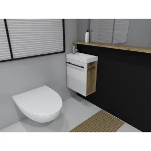 Obrazek Szafka z umywalką Wc Mari 40 cm biła/dąb