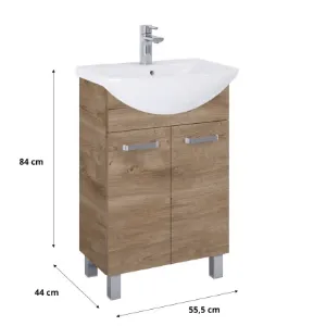 Obrazek Szafka z umywalką Uno 55 cm 2D dąb canela
