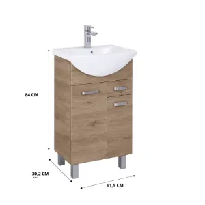 Obrazek Szafka z umywalką Uno 65 cm 2D1S dąb canela