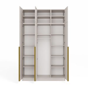Obrazek Szafa Sensory 150 cm 3D z nadstawką kaszmir złote uchwyty