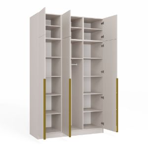 Obrazek Szafa Sensory 150 cm 3D z nadstawką kaszmir złote uchwyty