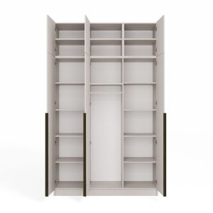 Obrazek Szafa Sensory 150 cm 3D z nadstawką kaszmir czarne uchwyty