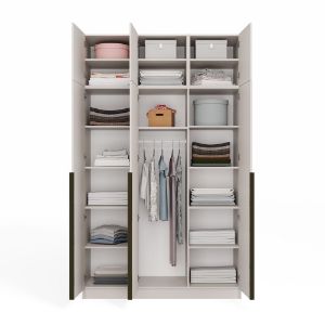 Obrazek Szafa Sensory 150 cm 3D z nadstawką kaszmir czarne uchwyty
