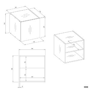 Obrazek Szafa Sensory 150 cm 3D z nadstawką kaszmir czarne uchwyty