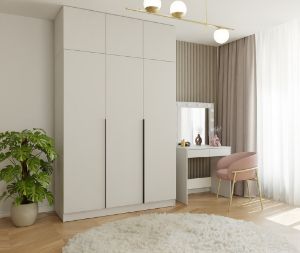 Obrazek Szafa Sensory 150 cm 3D z nadstawką kaszmir czarne uchwyty