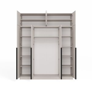 Obrazek Szafa Sensory 200 cm 4D z nadstawką kaszmir czarne uchwyty