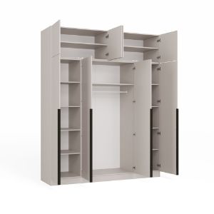 Obrazek Szafa Sensory 200 cm 4D z nadstawką kaszmir czarne uchwyty