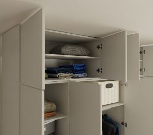 Obrazek Szafa Sensory 200 cm 4D z nadstawką kaszmir czarne uchwyty