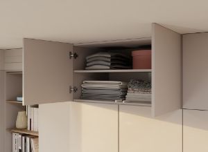 Obrazek Szafa Sensory 200 cm 4D z nadstawką kaszmir czarne uchwyty