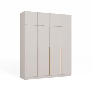 Szafa Sensory 200 cm 4D z nadstawką kaszmir złote uchwyty