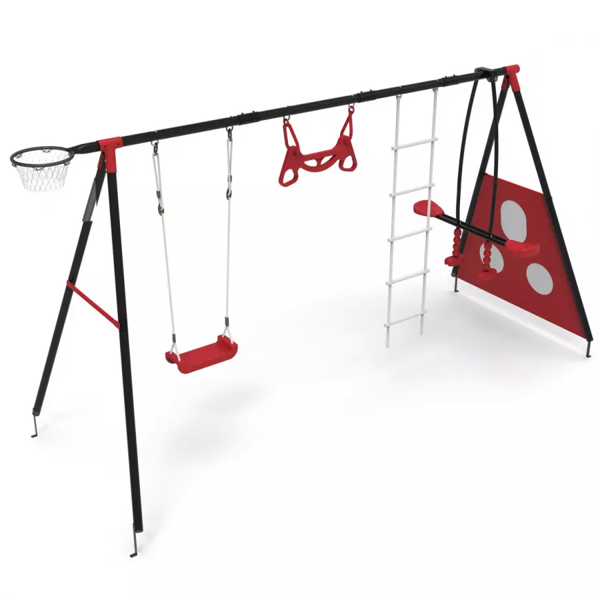 Metalowy plac zabaw Allan 390x150x195 cm czerwony