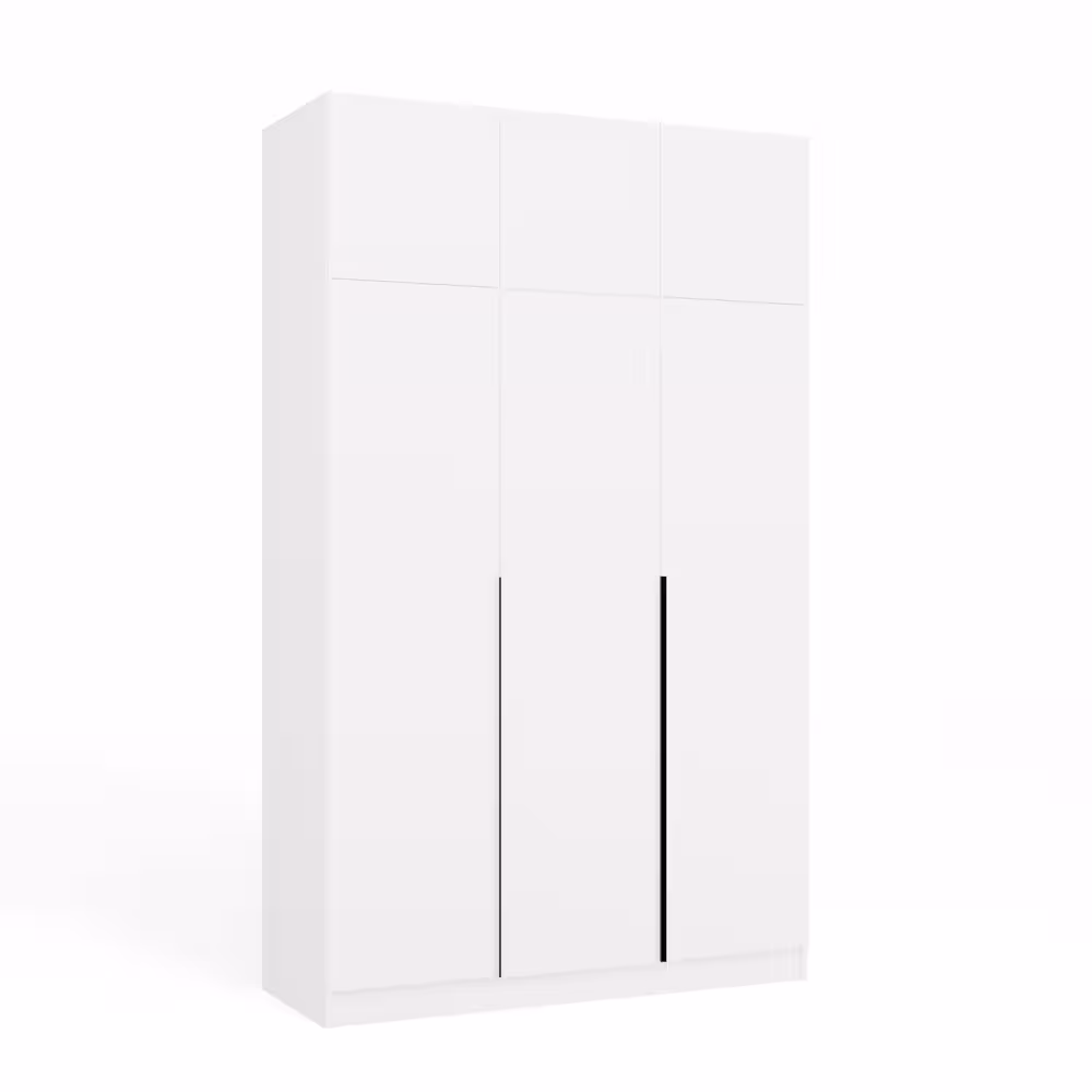 Szafa Sensory 150 cm 3D z nadstawką biały czarne uchwyty