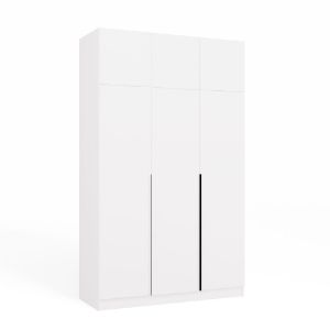 Obrazek Szafa Sensory 150 cm 3D z nadstawką biały czarne uchwyty