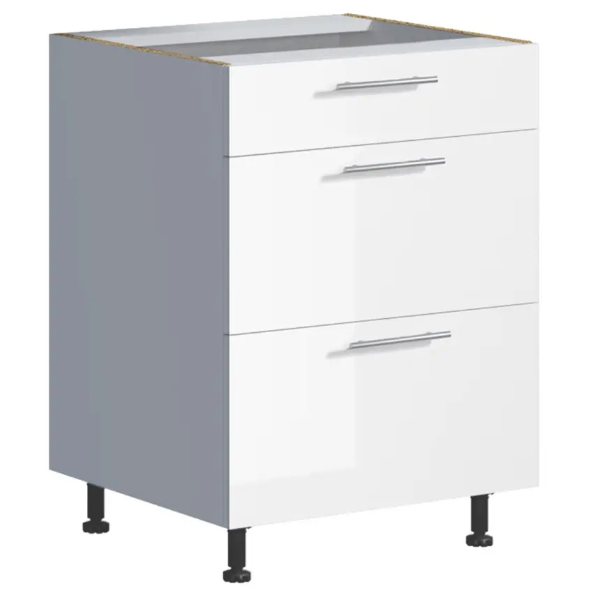 Szafka kuchenna Emilia D60 3SZ biały/biały połysk HG