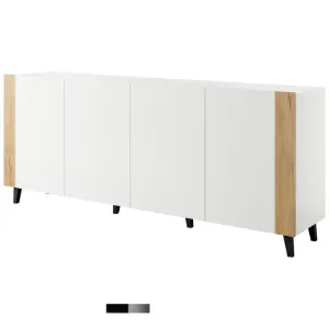 Komoda Faro Biały/ Biały + Dąb Craft
